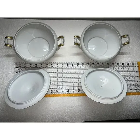 Lot Is 2 Bavaria Schirnding Serving Bowl with Lid #39 Floral White & Gold